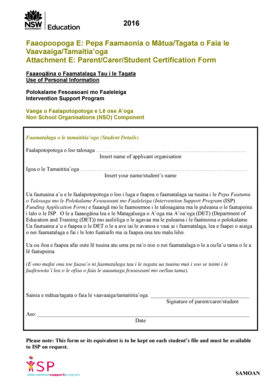 Parent/Carer/Student Certification Form