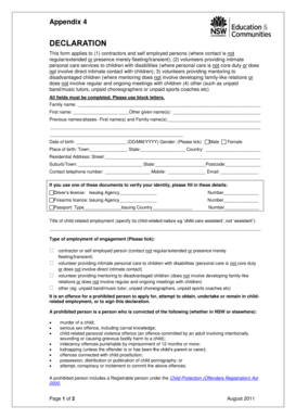 Child-Related Employment Declaration Form