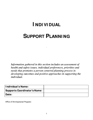 Individual Support Planning Form