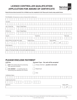 Licence Controller Qualification Application