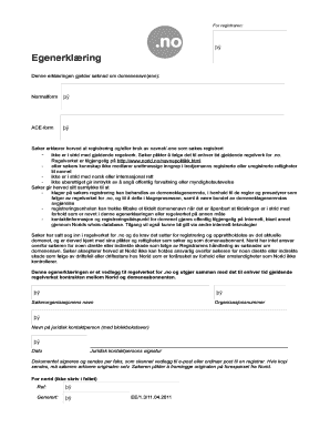 Norwegian Domain Name Registration Declaration