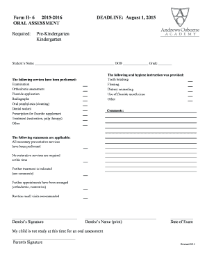 Oral Assessment Form H-6