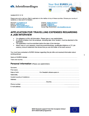 EU Job Interview Travel Expense Application