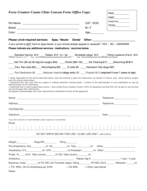 Every Creature Counts Clinic Consent Form