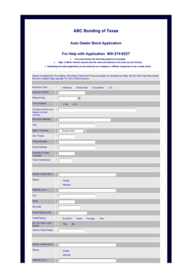 Auto Dealer Bond Application