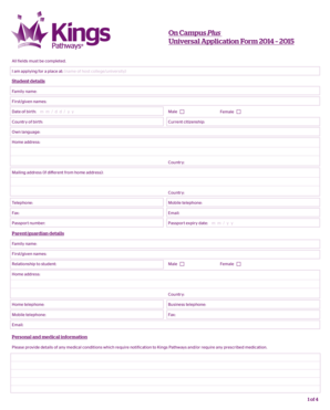 On Campus Plus Universal Application Form