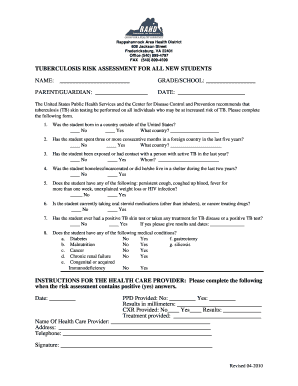 Tuberculosis Risk Assessment Form