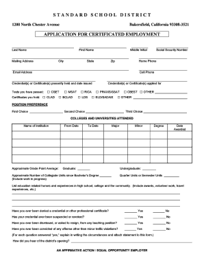 Application for Certificated Employment