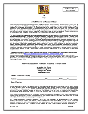 Fillable Online Reliabilt Residential Warranty 813 Current