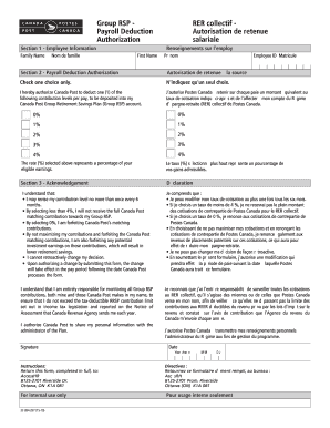 Canada Post Group RSP Payroll Deduction Authorization