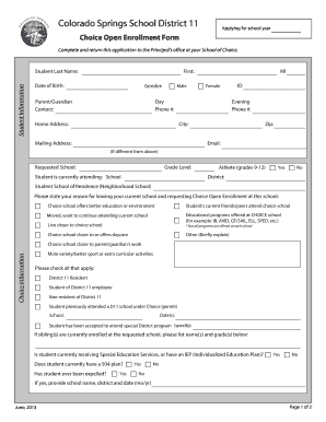 Colorado Choice Open Enrollment Form