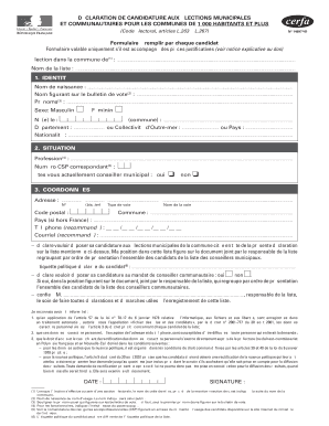 Déclaration de candidature aux élections municipales