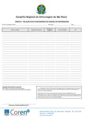 ANEXO II – RELAÇÃO DOS FUNCIONÁRIOS DO SERVIÇO DE ENFERMAGEM