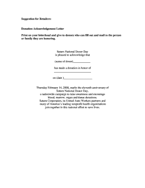 Donation Acknowledgement Letter