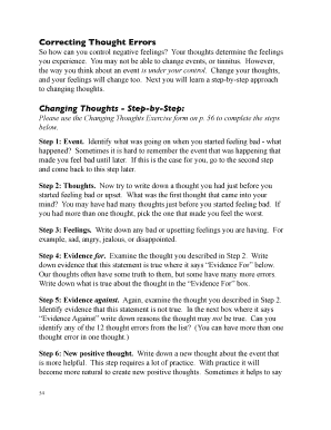 Changing Thoughts and Feelings Worksheet