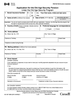 Old Age Security Pension Application
