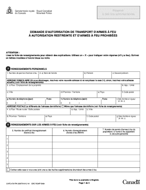 Demande d'autorisation de transport d'armes à feu