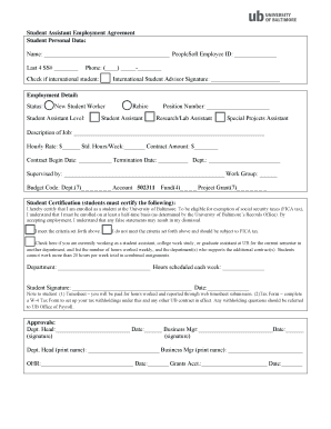 Student Assistant Employment Agreement