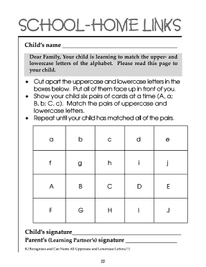 School-Home Letter Matching Activity