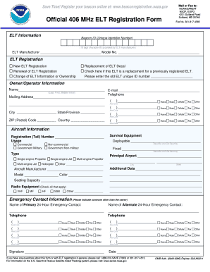 Official 406 MHz ELT Registration Form