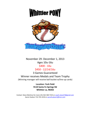 Turkey classic - Whittier Pony Baseball