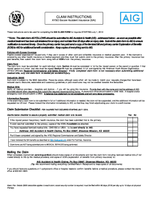 AYSO Soccer Accident Insurance Claim Form