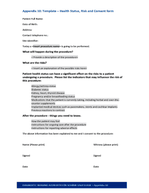 Appendix 10 Template Health Status Risk and Consent form - healthstarrating gov