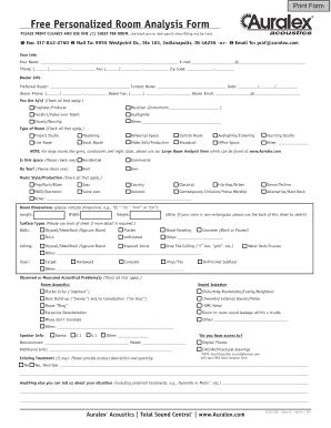 Free Personalized Room Analysis Form