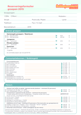 Reserveringsformulier groepen