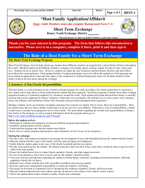 Rotary Short Term Exchange Host Family Application