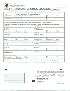 Rhode Island Non-Profit Corporation Annual Report
