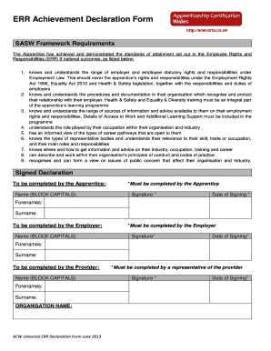 ERR Achievement Declaration Form