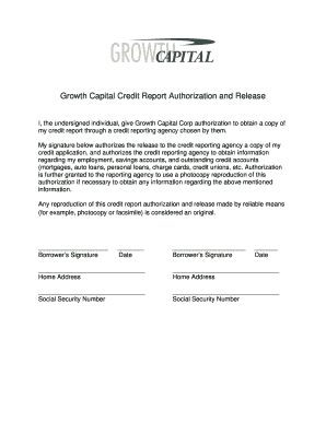 Growth Capital Credit Report Authorization