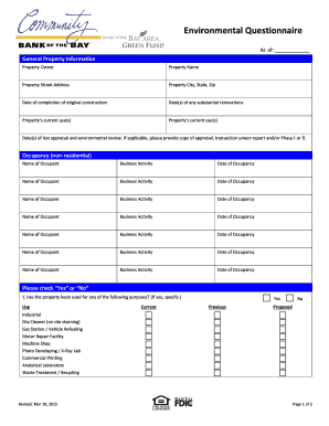 Environmental Questionnaire Form