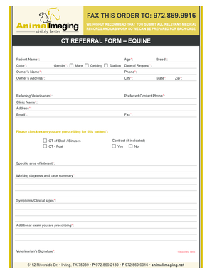 CT Referral Form – Equine