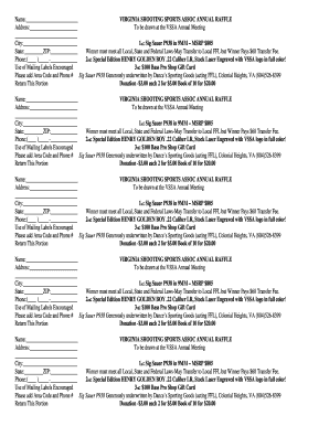 Virginia Shooting Sports Association Annual Raffle Form