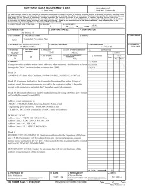DD Form 1423-1 Contract Data Requirements List