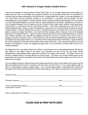 ADF Samuel H. Scripps Studios Liability Waiver