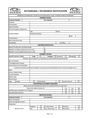 Provident Fund Withdrawal/Retirement Notification