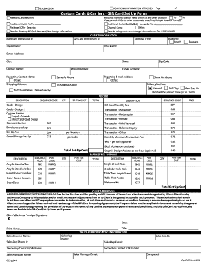 Gift Card Set Up Form