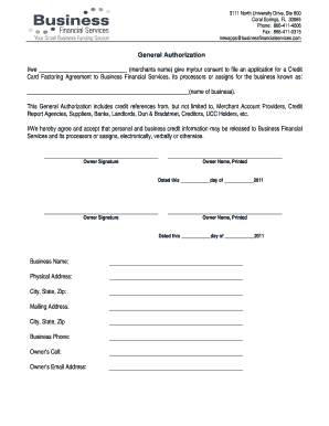 Credit Card Factoring Agreement Authorization