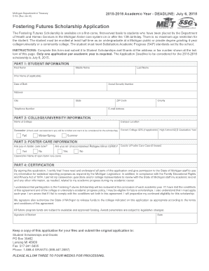 Michigan Fostering Futures Scholarship Application
