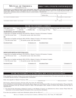 Mutual of America Rollover/Transfer Request Form