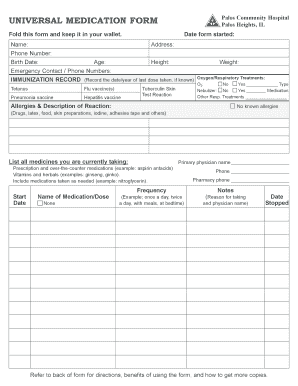 Universal Medication Form