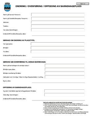Norwegian Daycare Transfer Request Form