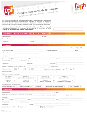 Demande de financement de formation