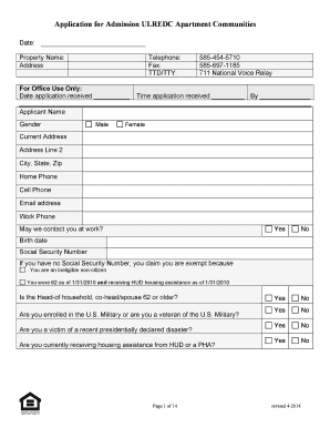 Application for Admission ULREDC Apartment Communities