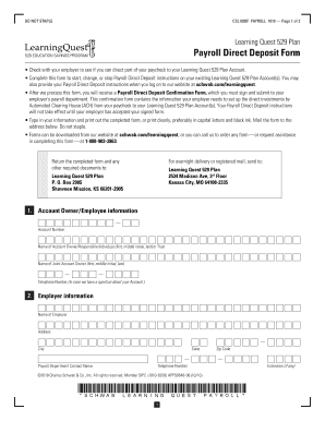 Learning Quest 529 Plan Payroll Direct Deposit Form