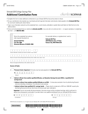 Schwab 529 College Savings Plan Additional Contribution Form