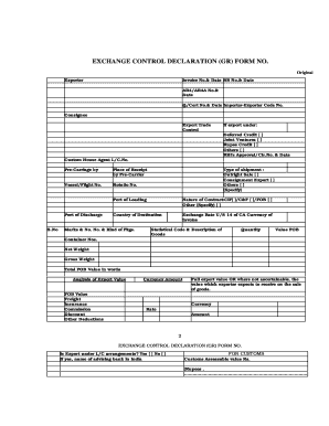 Exchange Control Declaration Form